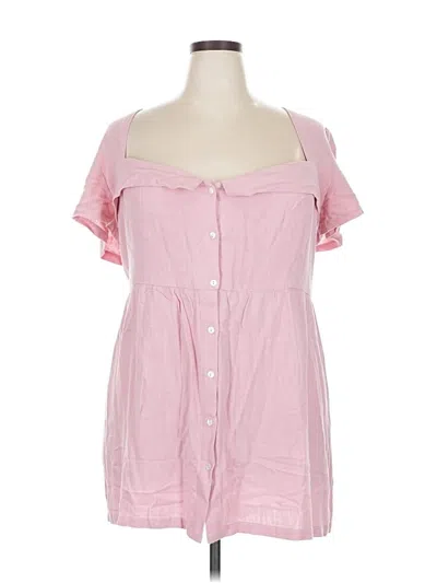 Pre-owned Lelasilk Short Sleeve Blouse In Pink