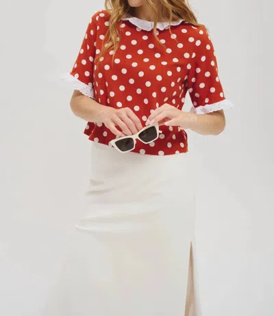 Lele De Baltzac Laetitia Polka Dots Top In Rust, White In Red