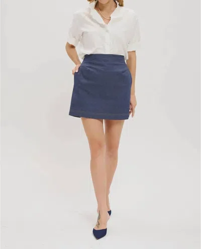 Lele De Baltzac Vanessa Skirt In Denim In Blue