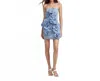 Lele Hawkins Floral Denim Mini In Baby Blue In Blue