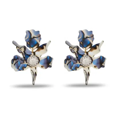 Lele Sadoughi Abalone Crystal Lily Earrings In Pacific In Blue