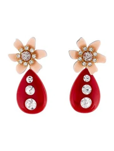 Pre-owned Lele Sadoughi Acetate & Crystal 'flower Bulb' Drop Earrings In Multicolor