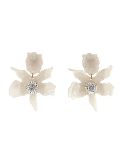 Pre-owned Lele Sadoughi Acetate & Crystal Lily Clip-on Drop Earrings In Multicolor