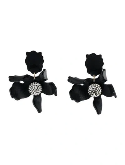 Pre-owned Lele Sadoughi Acetate & Crystal Lily Drop Earrings In Black
