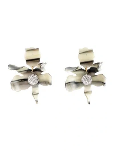 Pre-owned Lele Sadoughi Acetate & Crystal Lily Earrings In Black/grey/neutrals