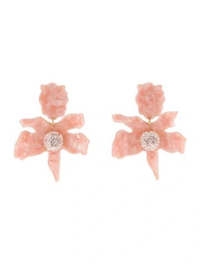 Pre-owned Lele Sadoughi Acetate& Crystal Paper Lily Drop Earrings In Multi