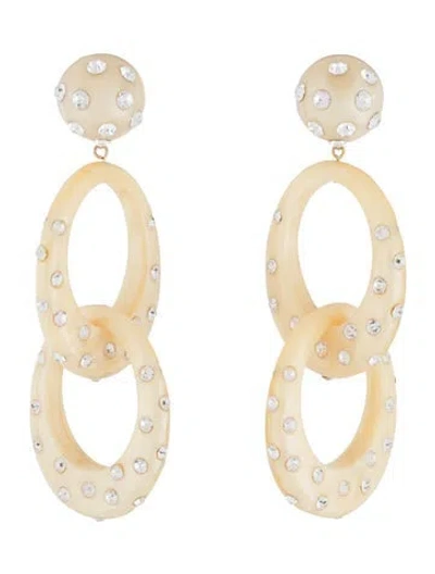 Pre-owned Lele Sadoughi Acetate & Crystal Polka Dot Double Hoop Drop Earrings