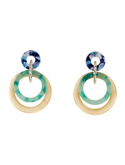 Pre-owned Lele Sadoughi Acetate Double Ring Hoop Earrings In Multicolor