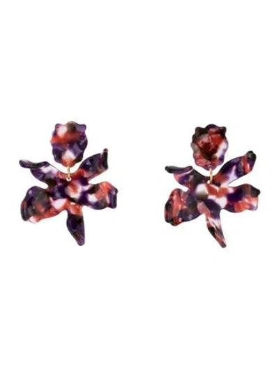 Pre-owned Lele Sadoughi Acetate Lily Drop Earrings In Brown/pink/purple