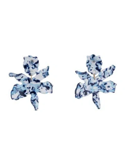 Pre-owned Lele Sadoughi Acetate Paper Lily Drop Earrings In Blue/clear/white