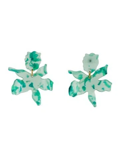 Pre-owned Lele Sadoughi Acetate Paper Lily Drop Earrings In Green