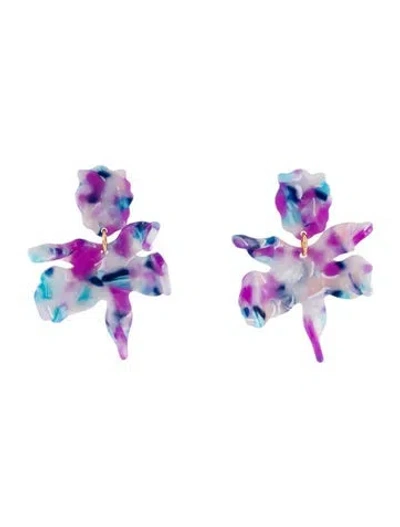 Pre-owned Lele Sadoughi Acetate Paper Lily Drop Earrings In Multi