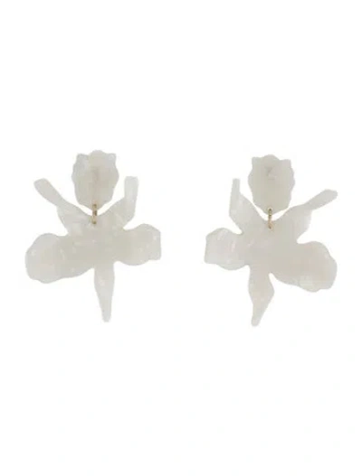 Pre-owned Lele Sadoughi Acetate Paper Lily Drop Earrings In White
