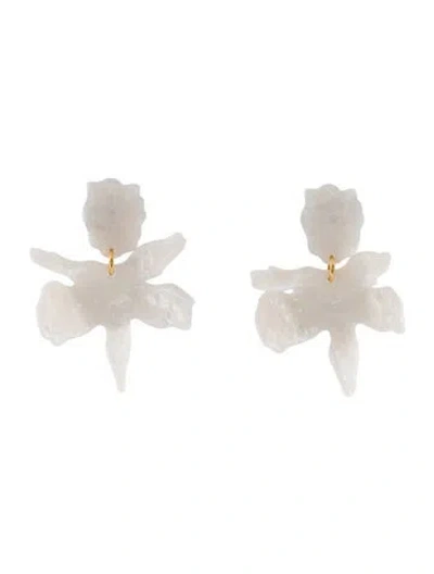 Pre-owned Lele Sadoughi Acetate Paper Lily Drop Earrings In White