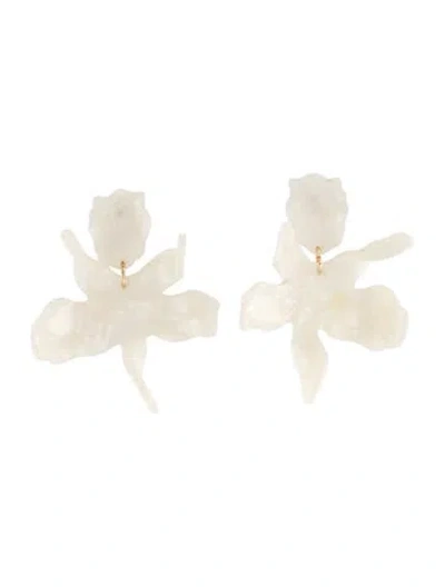 Pre-owned Lele Sadoughi Acetate Paper Lily Earrings In White
