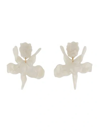 Pre-owned Lele Sadoughi Acetate Small Paper Lily Drop Earrings In White