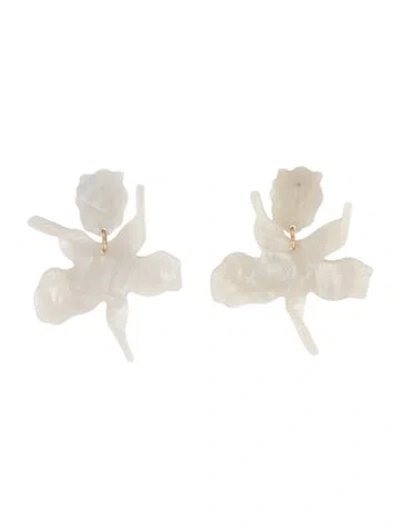 Pre-owned Lele Sadoughi Acetate Small Paper Lily Drop Earrings In White