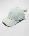 Lele Sadoughi Acid Wash Denim Baseball Hat With Pearly Bow In Faded Denim 400