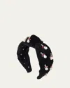 Lele Sadoughi Acorn Pearly Knotted Headband In Jet