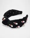 Lele Sadoughi Acorn Pearly Knotted Headband In Jet