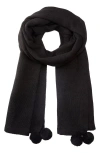 Lele Sadoughi After Party Pompom Baby Alpaca Blend Scarf In Black
