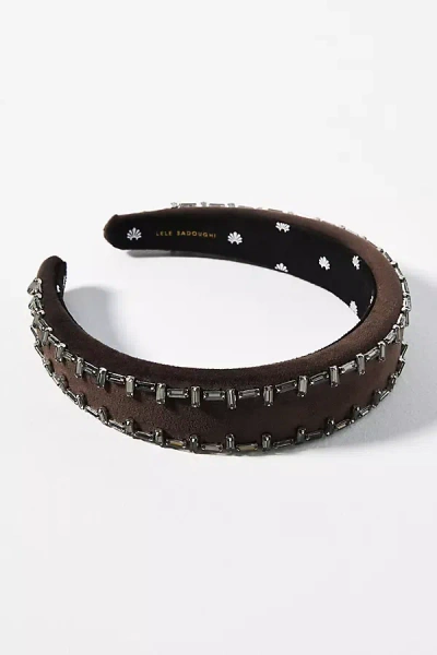 Lele Sadoughi Alice Crystal Edge Padded Headband In Grey