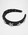 Lele Sadoughi Alice Crystal Star Silk Blend Headband In Jet 001