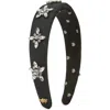 Lele Sadoughi Alice Crystal Star Silk Blend Headband In Jet
