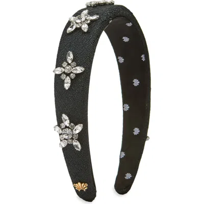 Lele Sadoughi Alice Crystal Star Silk Blend Headband In Jet