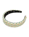 Lele Sadoughi Alice Embroidered Raffia Headband In Tan/multi