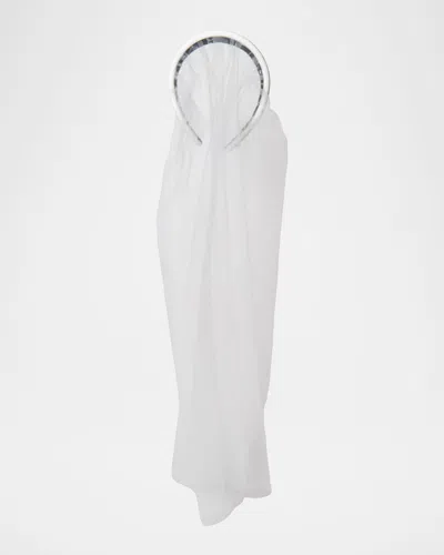 Lele Sadoughi Alice Satin Headband With Veil In White
