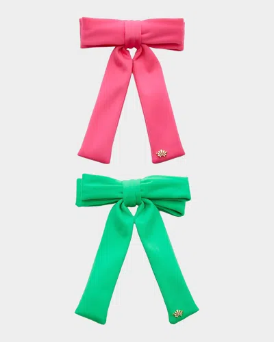 Lele Sadoughi Antoinette 2-piece Neoprene Bow Barrette Set In Multi