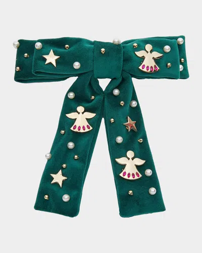 Lele Sadoughi Antoinette Angel Bell Bow Barrette In Green