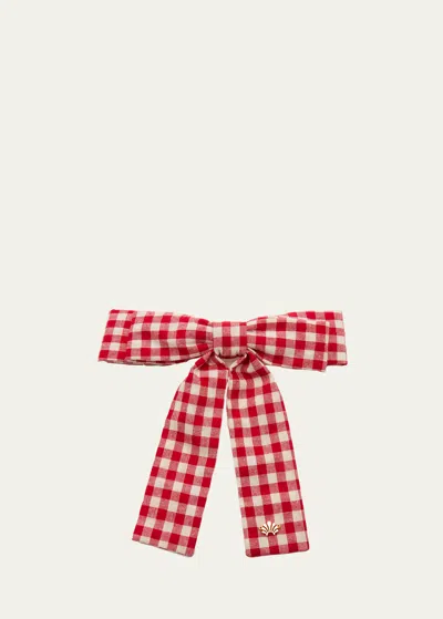 Lele Sadoughi Antoinette Gingham Bow Barrette In Red