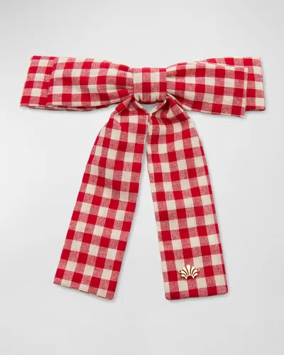 Lele Sadoughi Antoinette Gingham Bow Barrette In Red