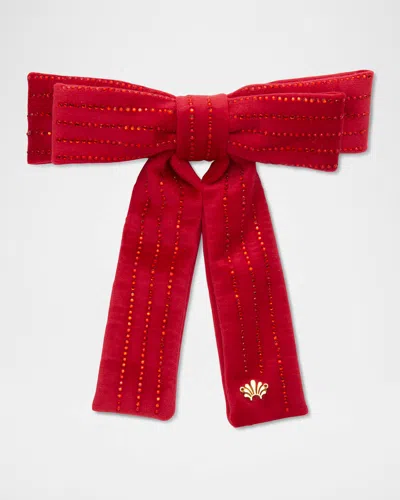 Lele Sadoughi Antoinette Pinstripe Bow In Red