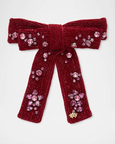 Lele Sadoughi Antoinette Swarovski Bow Barrette In Dark Rose 500