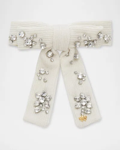 Lele Sadoughi Antoinette Swarovski Bow Barrette In White