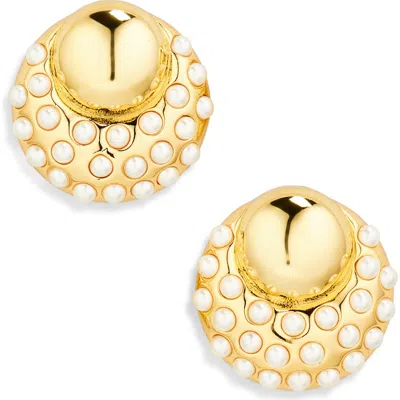 Lele Sadoughi Archer Button Stud Earrings In Gold