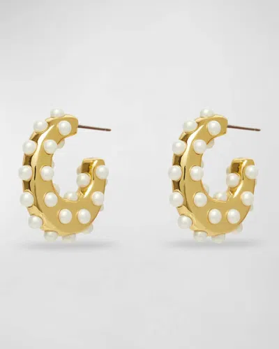 Lele Sadoughi Archer Mini Earrings In Gold / Pearl