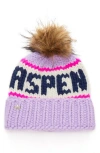 Lele Sadoughi Aspen Faux Fur Pompom Merino Wool Beanie In Multi