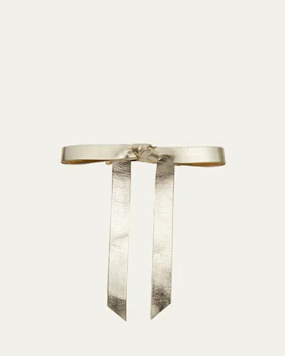 Lele Sadoughi Bardot Bow Metallic Faux Leather Barrette In Gold