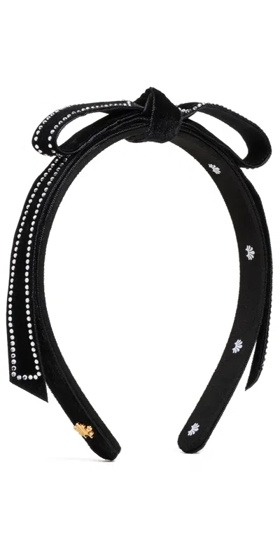 Lele Sadoughi Bardot Crystal Border Headband Jet 001