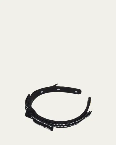 Lele Sadoughi Bardot Embellished Bow Headband In Jet