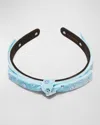 Lele Sadoughi Bardot Embellished Slim Bow Headband In Lake Blue