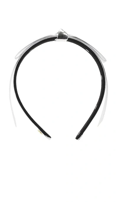 Lele Sadoughi Bardot Faux Leather Headband In Metallic Silver