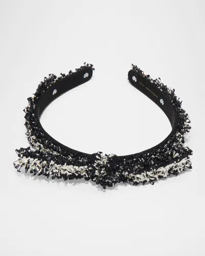 LELE SADOUGHI BARDOT TWEED BEADED RIBBON SLIM HEADBAND