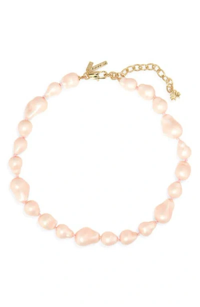 Lele Sadoughi Baroque Imitation Pearl Collar Necklace In Pink