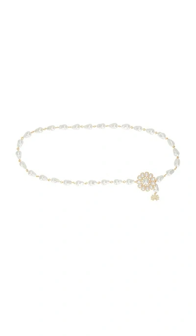 Lele Sadoughi Baroque Pearl Belt In Metallic
