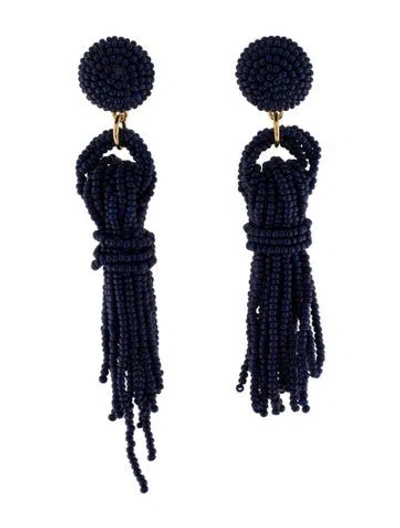 Pre-owned Lele Sadoughi Beaded Tassel Earrings In Blue